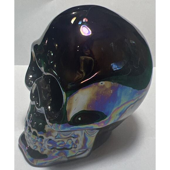 -HALLOWEEN SKULL decor Dark Iridescent Reflective Skull Figurine - Picture 6 of 14